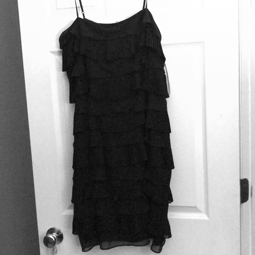 Calvin Klein black ruffle dress